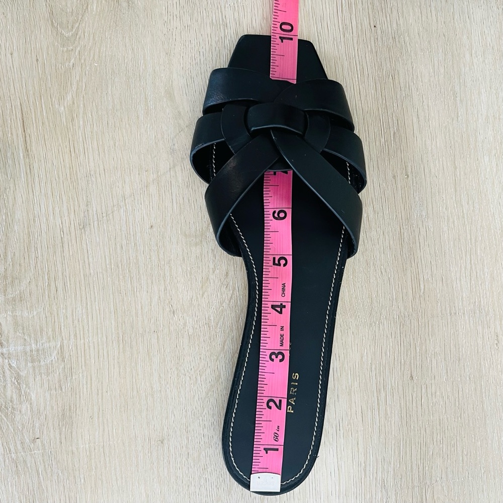 YSL Saint Laurent Tribute Leather Slides Sandals Black size 38.5 - Picture 10 of 10